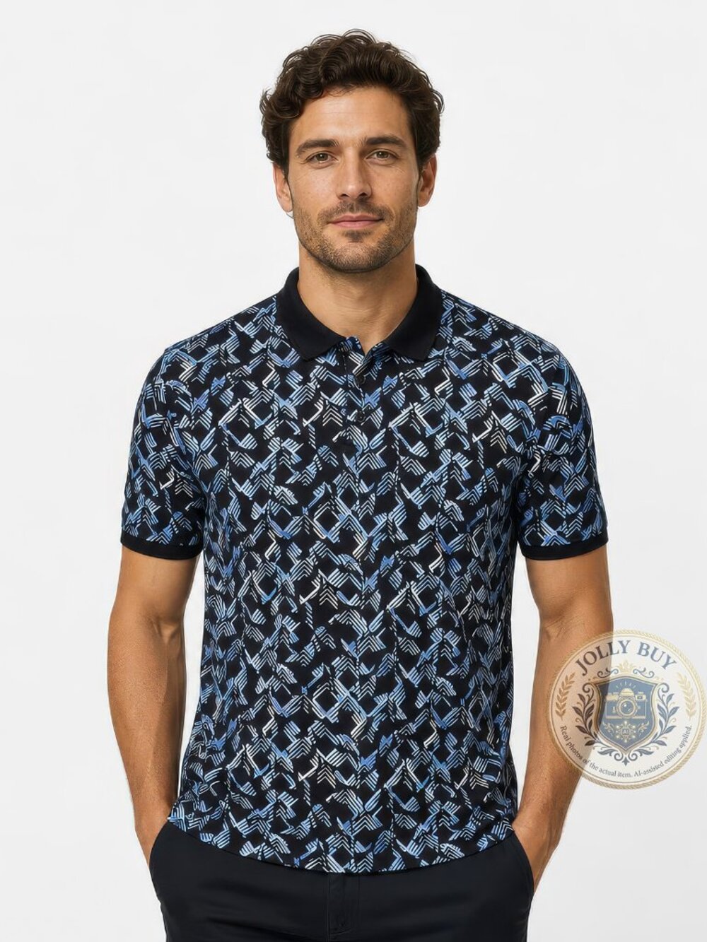 Robert Graham Men’s Altman Polo Shirt Classic Fit Short Sleeve  Size L NEW